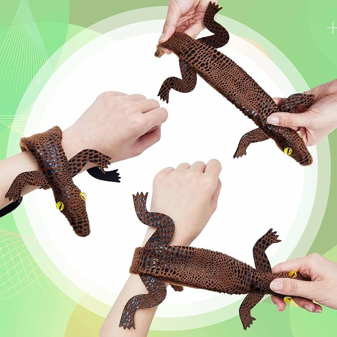 Chivao 10 Pieces Assorted Slap Bracelet Crocodile Snap Bracelet Sequin Animal Slap Bracelets Cool Halloween Snap Bracelets for Easter Halloween Party Favors