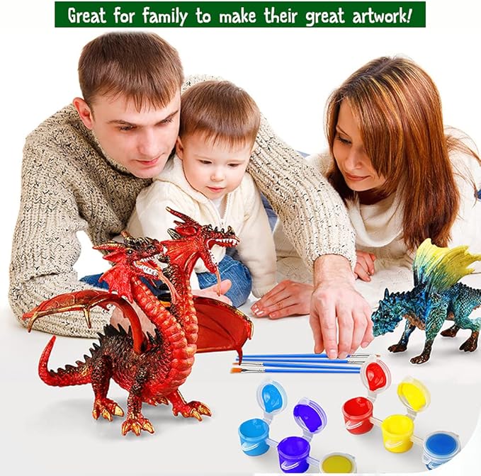 ARTLYMERS Kids Crafts, DIY 3D Dragon Painting Toys with 13 Color Educational Toy Painting Set Paint Your Own Gift Art and Craft Kit for Kids Boys Girls 3 4 5 6 7 8 9 Year Old
