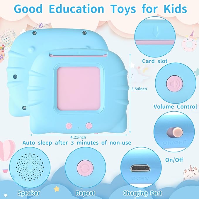 Toddler Talking Flash Cards for Kids with 224 Sight Words, Speech Therapy Autism Sensory Toys, Learning Educational Toddlers Toys for Boys and Girls Ages 1 2 3 4 5 Year Easter Basket Stuffers for Kids