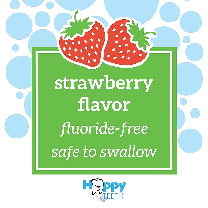 Dr. Brown's 100% Silicone Baby Finger Toothbrush and Toothpaste Set, 2-Pack Toothbrush with Storage Case, Fluoride-Free Strawberry Toddler Toothpaste, Gray & Yellow