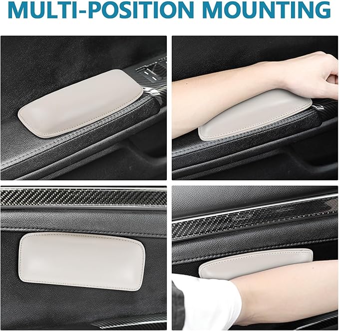 wuyaoyao 2PCS Car Door Armrest Pads, Soft Leather Elbow Pad Arm Rest for Car, Comfortable Car Knee Cushion, Automotive Elbow Leg Thigh Support Cushion Pillow, Interior Car Accessories (Beige)