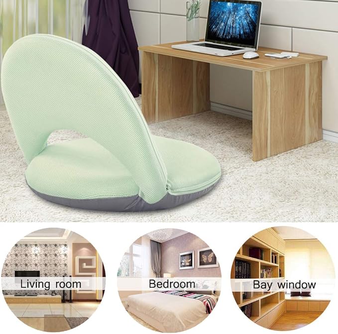 Floor Chair Floor Cushion Folding Padded Gaming Chair Adjustable 5-Position Floor Seat with Back Support for Kids Adult Great for Gaming Reading Meditating