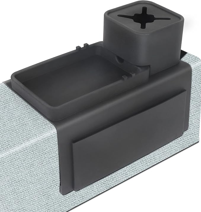 Silicone Couch Cup Holder, VIENFUT Anti-Spill Anti-Slip Sofa Armrest Tray BPA-Free, Dirt-Resistant Silicone Couch Arm Tray for Remote, Snacks, Cellphone and iPad, Gift for Family, Friend (Black)