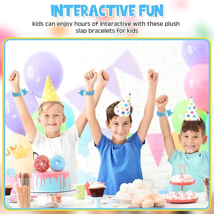 6 Pieces Shark Slap Bracelets Stuffed Animal Slap Band Party Favors Plush Slap Bracelets Bulk for Kids Party Favors Birthday Gifts