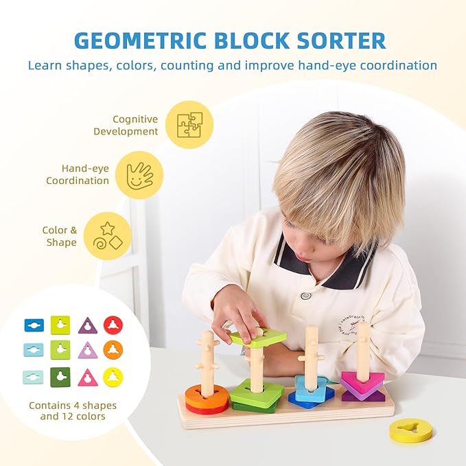 Montessori Toys for 2 Year Old, 7 in 1 Early Educationa Toy with Busy Book, Matching Eggs, Stacking Toys, Abacus for Kids Math and More, Nice Fine Motor Skill and Brain Development for Kids