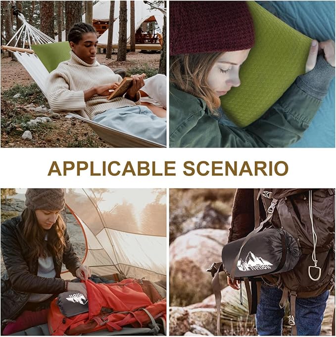 Ivellow Memory Foam Travel Pillow - Compact, Lightweight, Breathable & Hypoallergenic - Adults & Kids - Camping, Hiking, Travel - Avocado Green