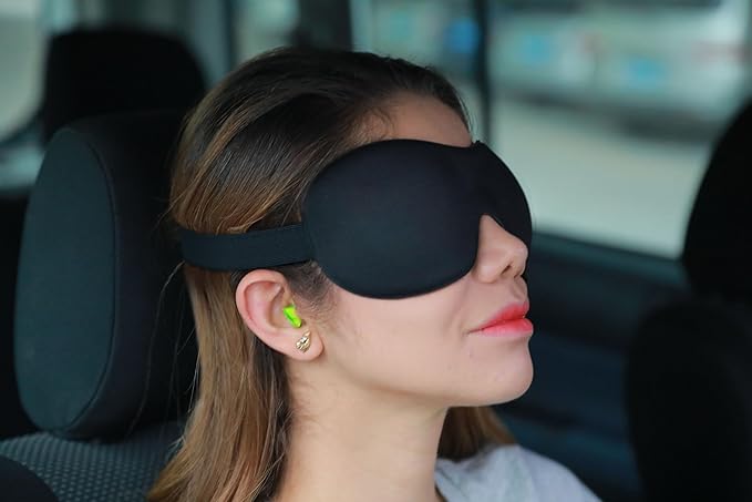 AMAZKER Cute Eye Mask Sleep Mask for Men Women Kids,2 Pack 3D Contoured Cup Sleeping Mask & Blindfold, Concave Molded Night Sleep Mask, Block Out Light (Stars &Black, 2 Count (Pack of 1))