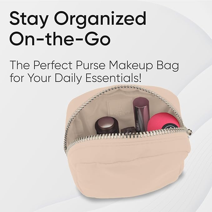 DANCOUR Nylon Makeup Bags for Women Large Preppy Travel Toiletry Pouch Cosmetic Bag Makeup Organizer