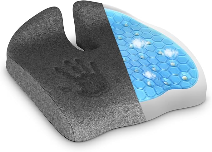 Gel Seat Cushions for Office Chairs Tailbone Pain Relief/Pressure Relief/Sciatica Pain, Memory Foam Breathable Chair Cushions for Back Pain/Butt Pillow Fits Computer Chair/Car/Wheelchair