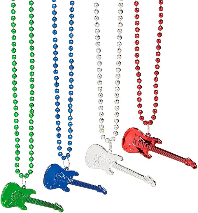 Fun Express Rock Star Guitar Bead Necklaces – 12 Pieces