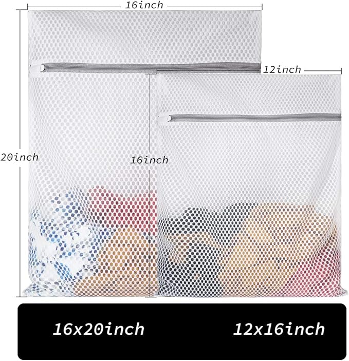 SUERIV Extra Large Honeycomb Mesh Laundry Bag125gsm Net Fabric Durable and Reusable Delicate Wash Bag,Travel Organization Bag for Lingerie,Clothes,Jeans,Bath Towel,Sock (2Large, 3Medium)