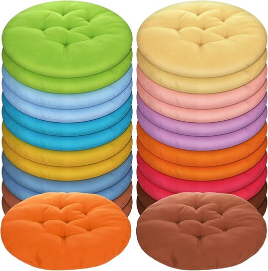 Tinideya 24 Pcs Round Floor Cushions Floor Pillows Meditation Seat Pillows Flexible Seating for Adults Kids, Chair Cushions for Classroom, Nursery, Living Room, Yoga(Medium 15.7 Inch,Colorful)