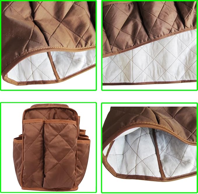 Armchair Caddy for Recliner Organizer Brown Coffee Sofa Armrest Organizer with 14 Pockets for Armchair Remote Control Holder Phones Ipads Keys Books Glasses Storage