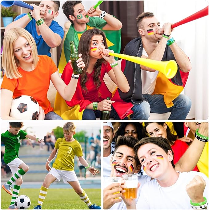 40 Pieces Soccer Party Favors, Soccer Silicone Wristbands Soccer Bracelets for Soccer Game Day Teens Birthday Soccer Theme Party Soccer Team Awards Presents