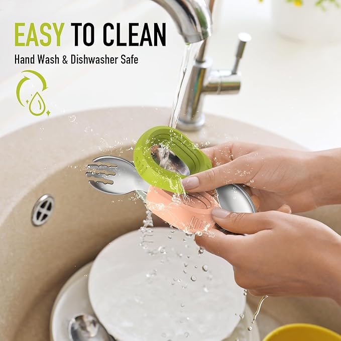 Toddler Utensils Baby Utensils Toddler Forks and Spoons Baby Forks and Spoons Set Kids Stainless Steel Silverware Set Children Safe Forks and Spoons Self Feedig-Dishwasher Safe(Orange+Green)