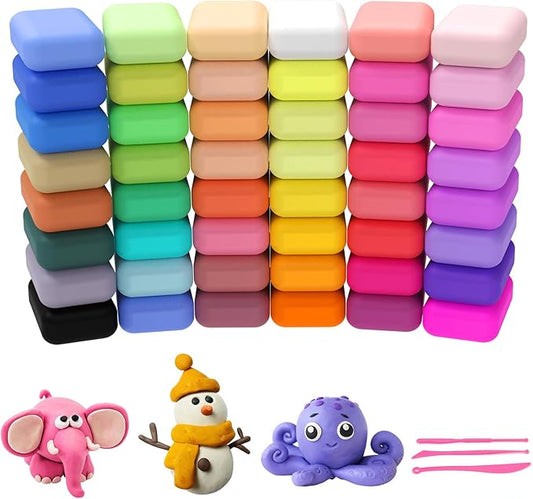 Air Dry Clay Kit - 48 Colors Air Dry Ultra Light Clay, Air Dry Clay for Crafting, DIY Molding Clay for Kids, DIY Clay Kit with Sculpting Tools, Decoration Accessories, Kids Art Crafts