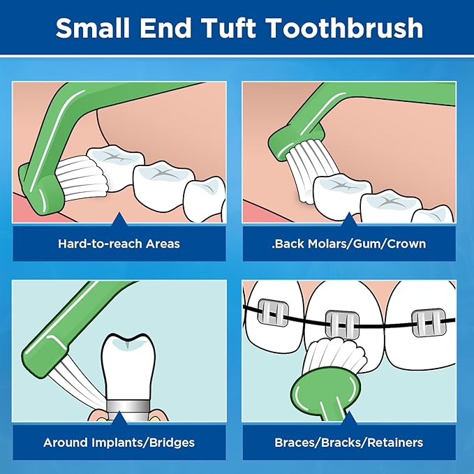 End Tuft Toothbrush, Orthodontic Toothbrush Small Head, Ultra Soft Gum Brushes for Braces, Implants, Retainers and Teeth Detail Cleaning, 6 Pcs
