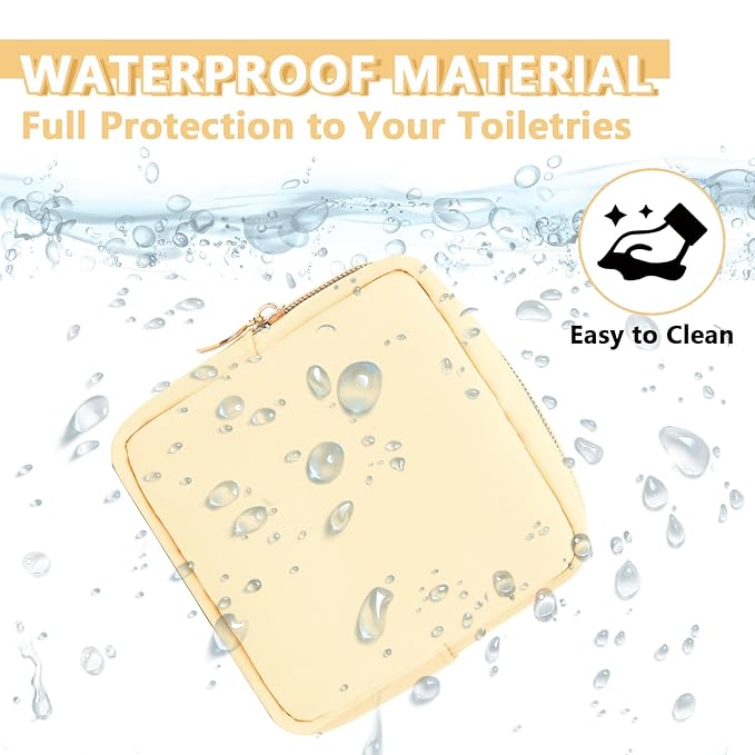 UIXIZQ Mini Makeup Pouch for Purse, Small Cosmetic Bag Pouch Nylon Travel Toiletry Organizers for Women Girls, Cute Zipper Pouch Coin Purse Preppy Storage Bag for School Work(Mini-Sand)