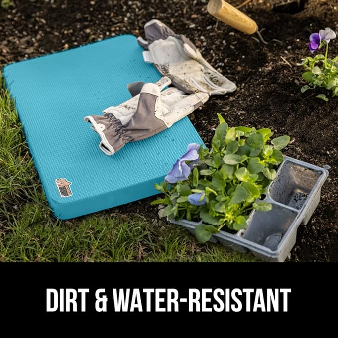 GORILLA GRIP Extra Thick Patent Pending Soft Foam Kneeling Pad, 2 PK, Supportive Large Cushion Knee Pads for Gardening, Baby Bath, Dirt and Water Resistant, Workout, Garden Supplies, 17.5x11 Turquoise