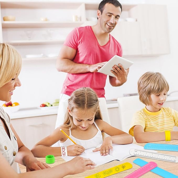 FOIMAS 20pcs Ruler Slap Bracelets for Kids,Silicone Snap Bracelet Wristband for Boys Girls Party Favor Supply Classroom Prize