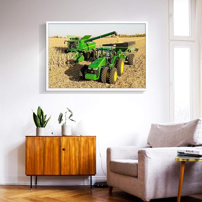 Puzzles for Adults Jigsaw Puzzles 1000 Pieces for Adults Kids– Tractor Collecting Wheat Wooden Puzzle Jigsaw Puzzle Artwork Intellective Educational Toys Gifts(29.5x19.7 Inches)