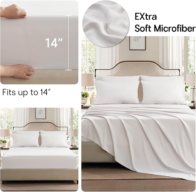Anluoer White Full Comforter Set 7 Pieces, Bed in a Bag with Sheets, All Season Bedding Sets with 1 Comforter, 2 Pillow Shams, 2 Pillowcases, 1 Flat Sheet, 1 Fitted Sheet
