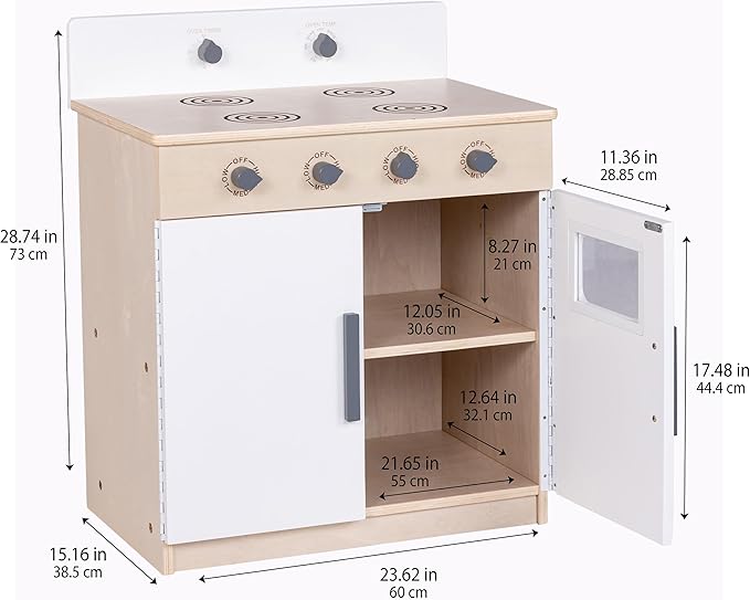 Children’s Factory Wooden Play Stove for Kids and Toddlers – Pretend Kitchen Playset with Realistic Design – Preschool Furniture for Classroom or Playroom – 24" W x 15" D x 28" H – Assembly Required