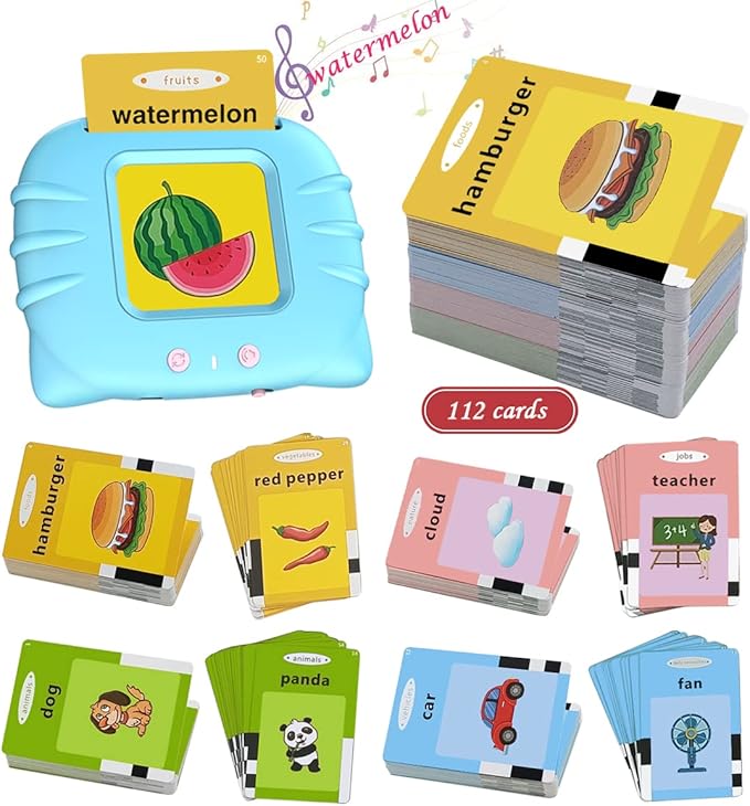 Toys for Ages 2-4 Talking Flash Cards for Toddlers 1-3,Preschool Learning Activities Flashcards,Educational Learning Kids Toys Boys 3-5 Or 3 Year Old Girl Gifts to Promote Speak and Spell (Blue)