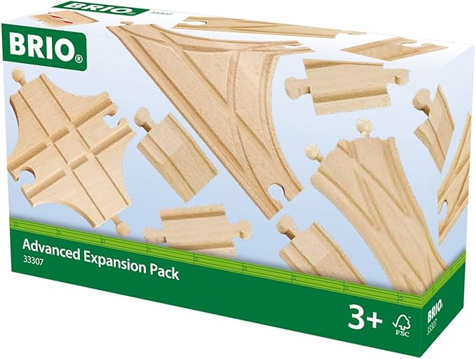 BRIO World 33307 - Advanced Expansion Pack - 11 Piece Set of Wooden Train Tracks for Kids | Train Set Expansion | Fun Learning Toy | Compatible with All Railway Toys | FSC Certified