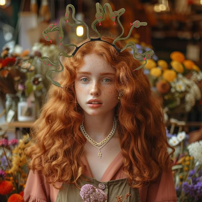 3 Pcs Halloween Snake Headband Medusa Headband Snake Bracelets Funny Gift for Mardi Gras Masquerade Halloween Cosplay Costume Party Supplies