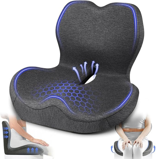 Seat Cushion with Back Support,Lumbar Support Pillow for Office Chair,Memory Foam Car Seat Cushion with L-Shaped Ergonomic Design,Lumbar Pillow Office Chair Cushion for Car,Truck,Desk,Chairs