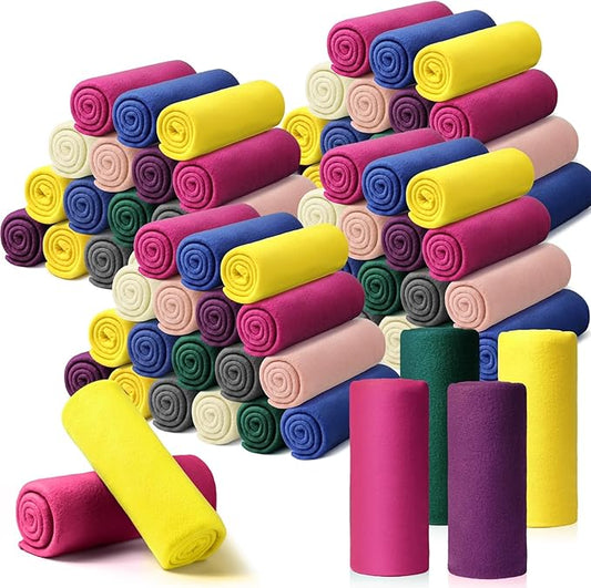 Kinlop Fleece Blanket Bulk 60 x 50 Inch Soft Lightweight Fleece Cozy Blanket Warm Throw Plush Pet Throw for Bed Couch Sofa Home Office Wedding Gifts Travel Camping(Vibrant Color,80 Packs)