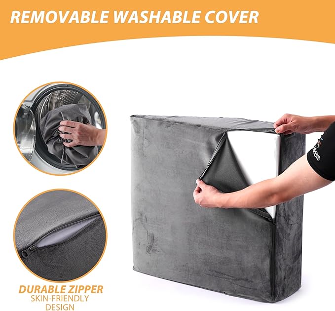 Bedluxe Leg Elevation Pillows, Leg Pillows for Sleeping, Cooling Gel Memory Foam Top, Wedge Pillow for Legs, Leg Wedges for Circulation, Swelling, After Surgery - Removable Cover (8 Inch, Dark Grey)