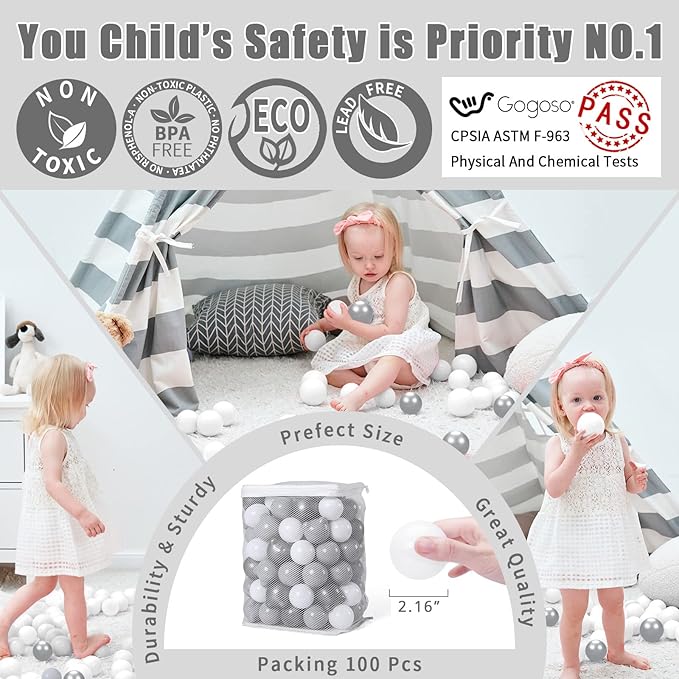 GOGOSO Bear Ball Pit Balls Shapes BPA Free Plastic Play Balls Crush Proof Kids Toddlers Baby Pastel Pelotas Toy Shaped Giant Friendship Bracelet