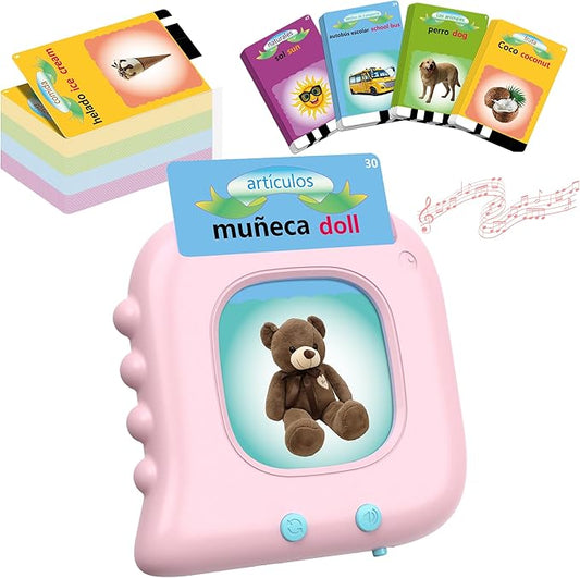 Bilingual Talking Flash Cards,Spanish Toddler Toys for 2-6 Year Old Girls,Montessori Sensory Toys, Educational Learning Resources Toys, Speech Therapy Toys, Autism Sensory Toys for Autistic Children