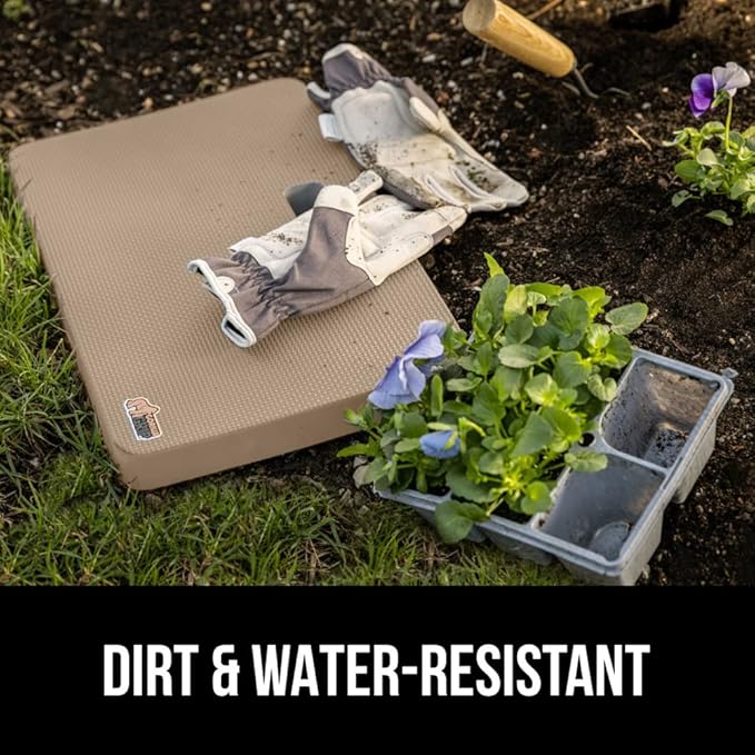 GORILLA GRIP Extra Thick Patent Pending Soft Foam Kneeling Pad, Supportive Large Cushion Knee Pads for Gardening, Baby Bath Time, Dirt and Water Resistant, Workout and Garden Supplies, 17.5x11, Beige