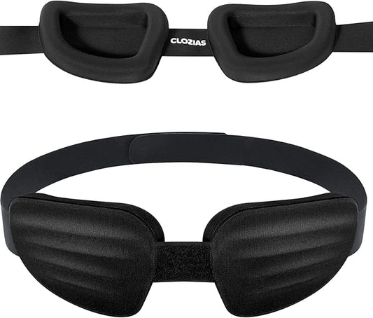 CLOZIA Sleep Mask for Men Women, Adjustable Sleeping Eye Mask, 100% Blocking Eye Masks for Sleep, Soft Comfortable for Travel & Shift Work, Black