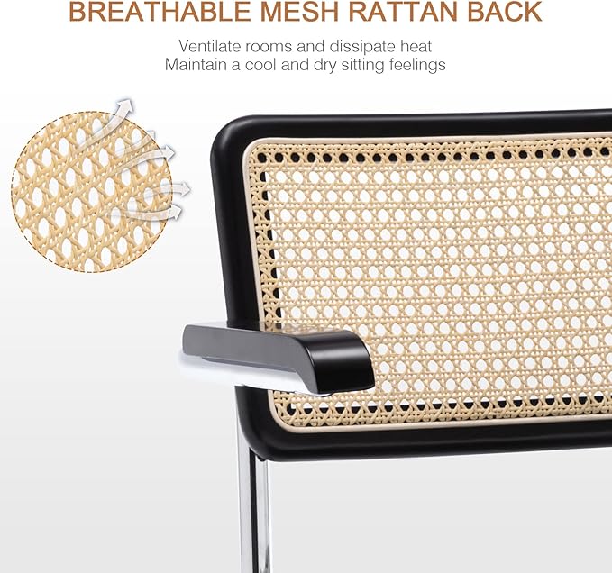 Zesthouse Modern Home Office Chair Leather Desk Chair with Rattan Back, Vanity Chair for Girls Women, Upholstered Tufted Swivel Armchair for Bedroom, Height Adjustable Computer Task Chair