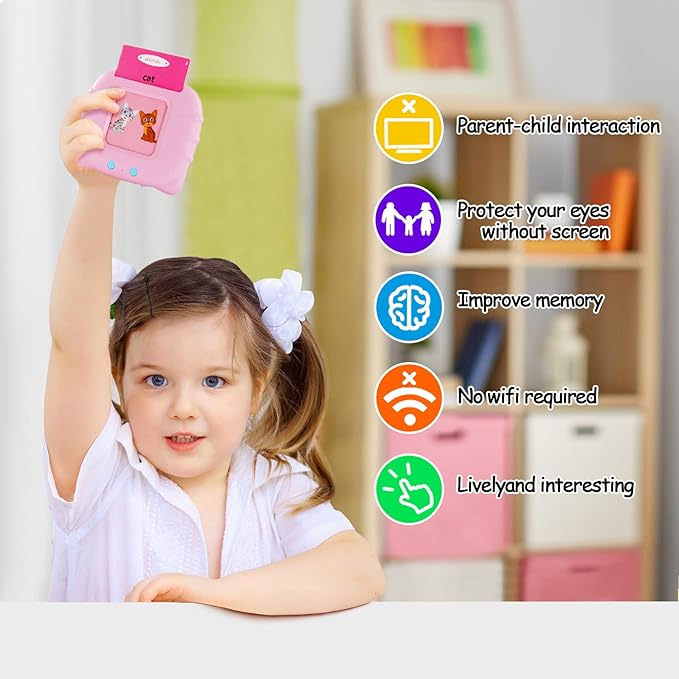 Toddler Toys for 2 3 4 5 Year Old Boys and Girls, Autism Sensory Toys for Autistic Children, Learning Montessori Toys, Speech Therapy Toys, 224 Sight Words Talking Flash Cards (Pink 224)