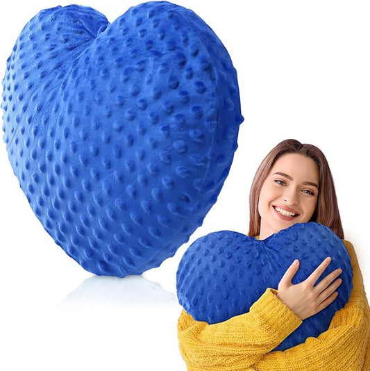9 lb Sensory Weighted Pillow with Glass Bead Filled Heavy Soft Versatile Hug Body Pillow W/stress Relief for Adults Comfort Relaxation Sleep Valentine's Thoughtful Gift Hear(Blue)