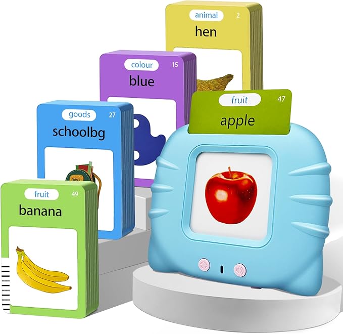 Talking Flash Cards for Toddlers, 224 Common Words, Language Therapy, Sensory Interactive Toy for Autism, Educational Learning Gift for Boys and Girls Ages 1-5