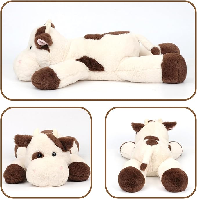 Weighted Cow Stuffed Animal Soft Weighted Plushes Cute Cow Plush Toy Birthday for Boys Girls Kids Adults (20" 3.3 lbs)