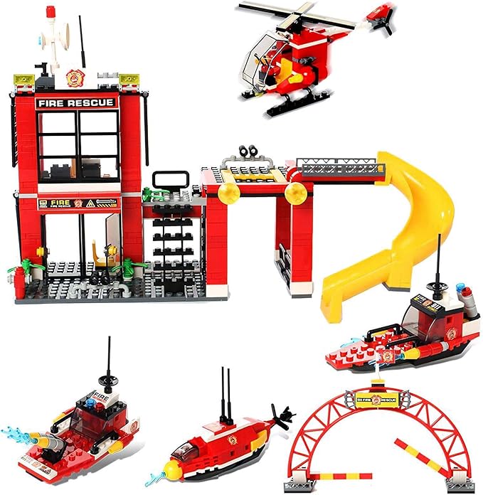 Liberty Imports STEM Building Blocks Sets, Compatible Model Building Toys Gift for Boys Age 6-12 (Fire Rescue)