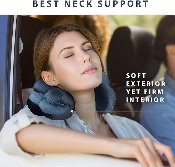 Total Pillow Donut Pillow for Airplane & Travel, Sleeping Neck Pillow, Microbead Comfortable Pillow for Neck, Head, Back, Lumbar & Pelvic Support, Twists to Many Positions - 2 Pack, Blue