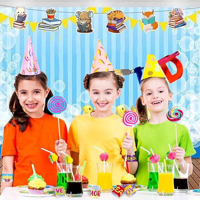 48 Pcs Reading Book Love to Read Slap Bracelets Party Favors, Book Wristbands Bracelets Goodie Bag Fillers for Reading Book Birthday Party Decorations Supplies for Kids Classroom Rewards