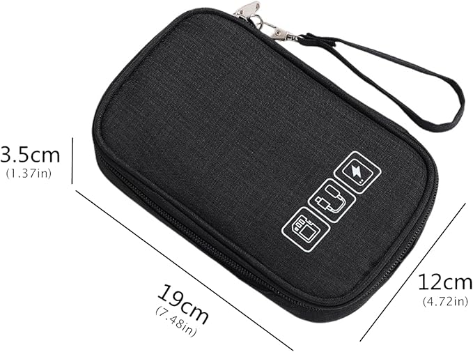 3Pcs Electronic Organizer Travel Case,Waterproof Cord Organizer Travel Cable Organizer Bag Portable Small Travel Tech Storage Pouch for Cord Charger Phone Earphone SD Card Cables Power Bank Card,Black