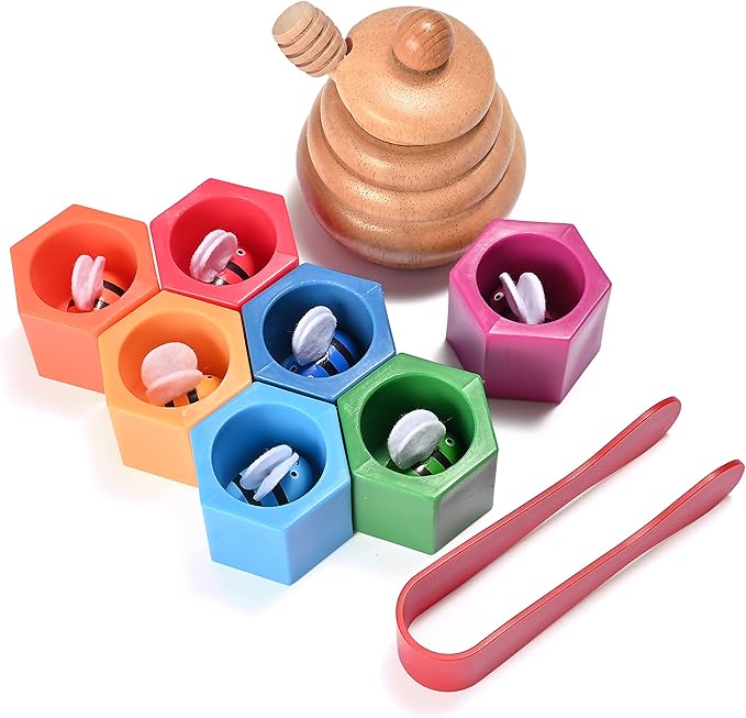 Sorting Stacking Wooden Toys for Toddlers, Bee Hive Toy, Montessori Sensory Bin Tools Toys for 3 4 5 Years Old, Fine Motor Skill Toys Early Learning Preschool Educational Gift for Kids