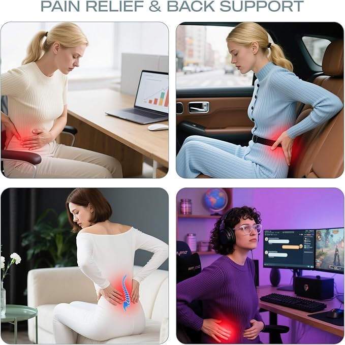 Skechers Air-Cooled & Memory Foam Lumbar Pillow,Lumbar Support Pillow for Office,Chair Lower Back Pain Relief Lumbar Pillow,Ergonomic Design Back Support Pillow for Office Chair,Car,Home,Travel,Black