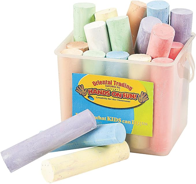 Fun Express Jumbo Sidewalk Chalk - 20 pieces per bucket - Great for Kids Activities - Easter Basket Stuffer