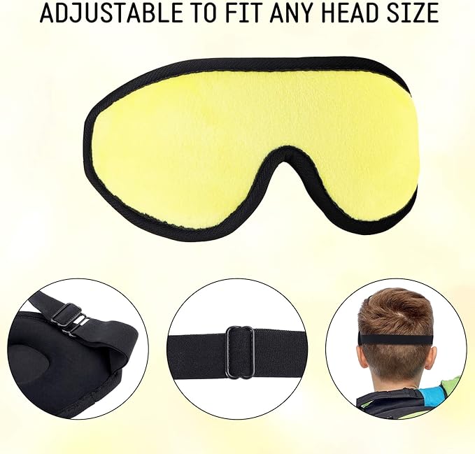 2 Pieces 3D Sleep Mask for Kids Memory Foam Contoured Eye Mask, Travel Sleep Eye Cover with Adjustable Strap, 3D Blindfolds(Pink and Yellow)
